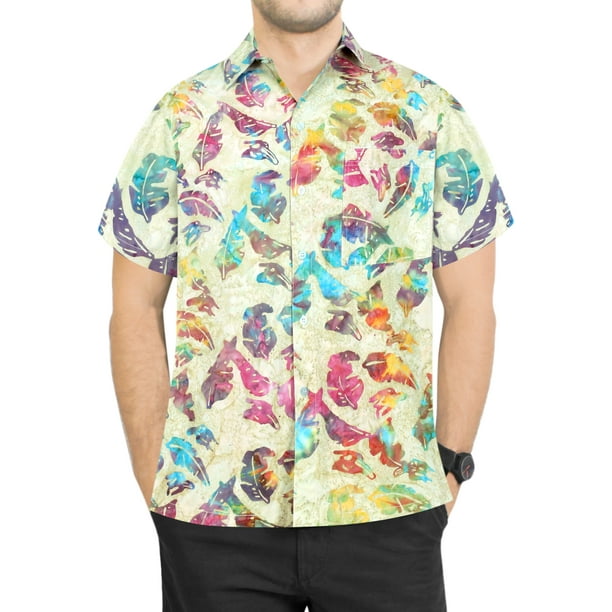 QHF Mens Hawaiian Printed Shirt Men Shirt Beach Casual Short Sleeve Shirt S119,XXL 